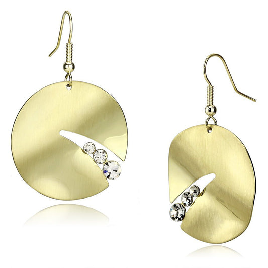 LO2742 - Matte Gold & Gold Iron Earrings with Top Grade Crystal in Clear