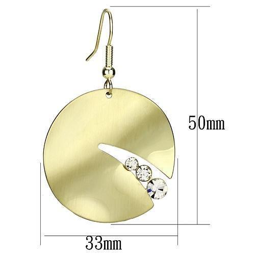 LO2742 - Matte Gold & Gold Iron Earrings with Top Grade Crystal in Clear