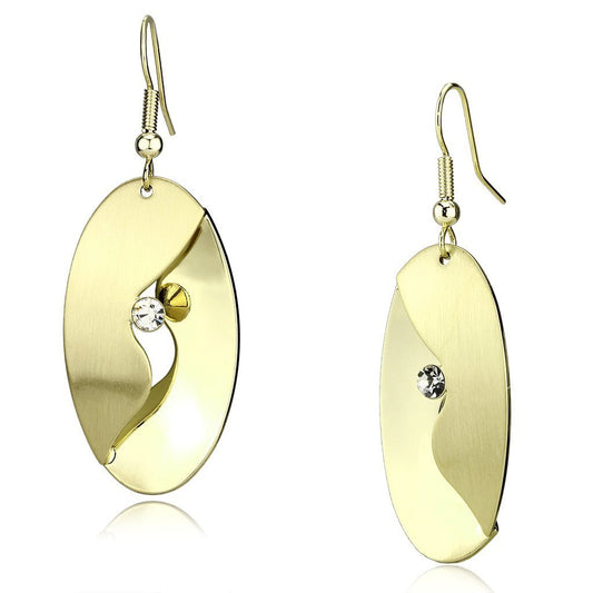 LO2744 - Matte Gold & Gold Iron Earrings with Top Grade Crystal in Clear