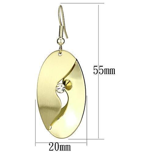 LO2744 - Matte Gold & Gold Iron Earrings with Top Grade Crystal in Clear