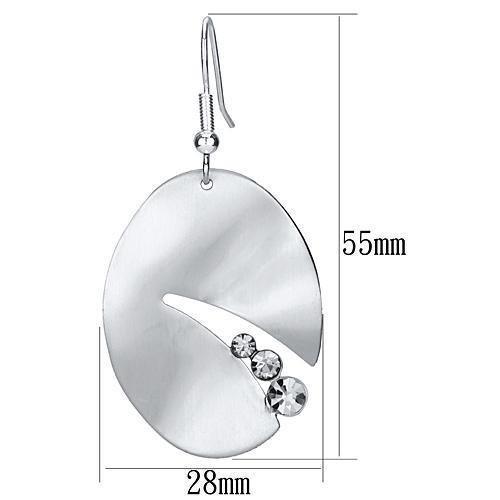 LO2743 - Matte Rhodium & Rhodium Iron Earrings with Top Grade Crystal in Clear