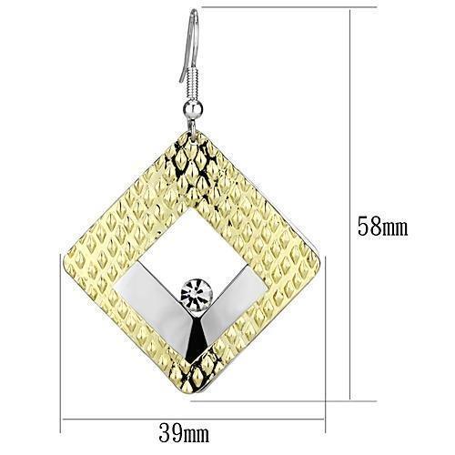 LO2673 - Gold+Rhodium Iron Earrings with Top Grade Crystal in Clear