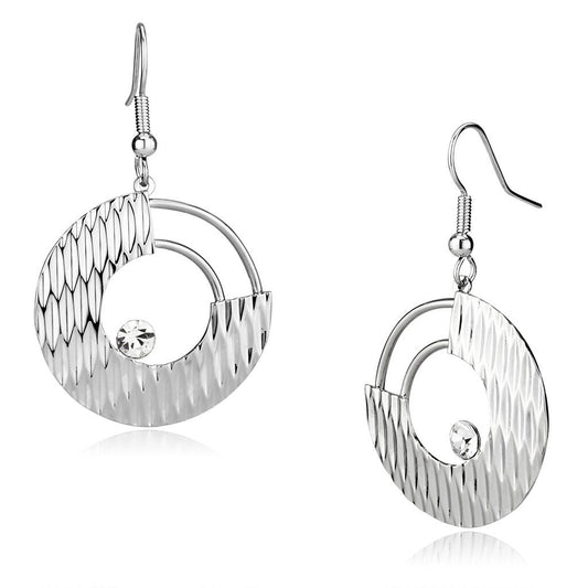 LO2677 - Rhodium Iron Earrings with Top Grade Crystal in Clear