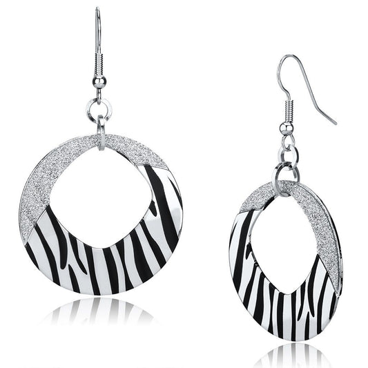 LO2702 - Rhodium Iron Earrings with Epoxy in Jet