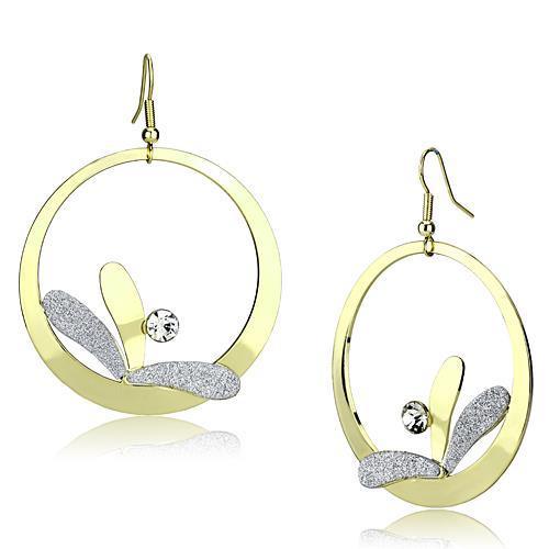 LO2715 - Gold Iron Earrings with Top Grade Crystal in Clear