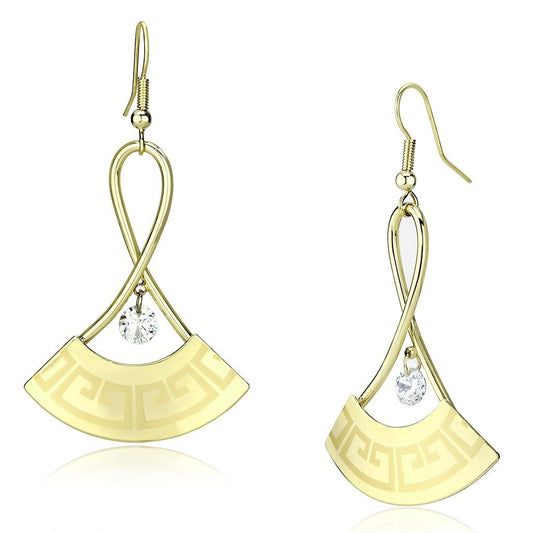 LO2707 - Gold Iron Earrings with AAA Grade CZ in Clear