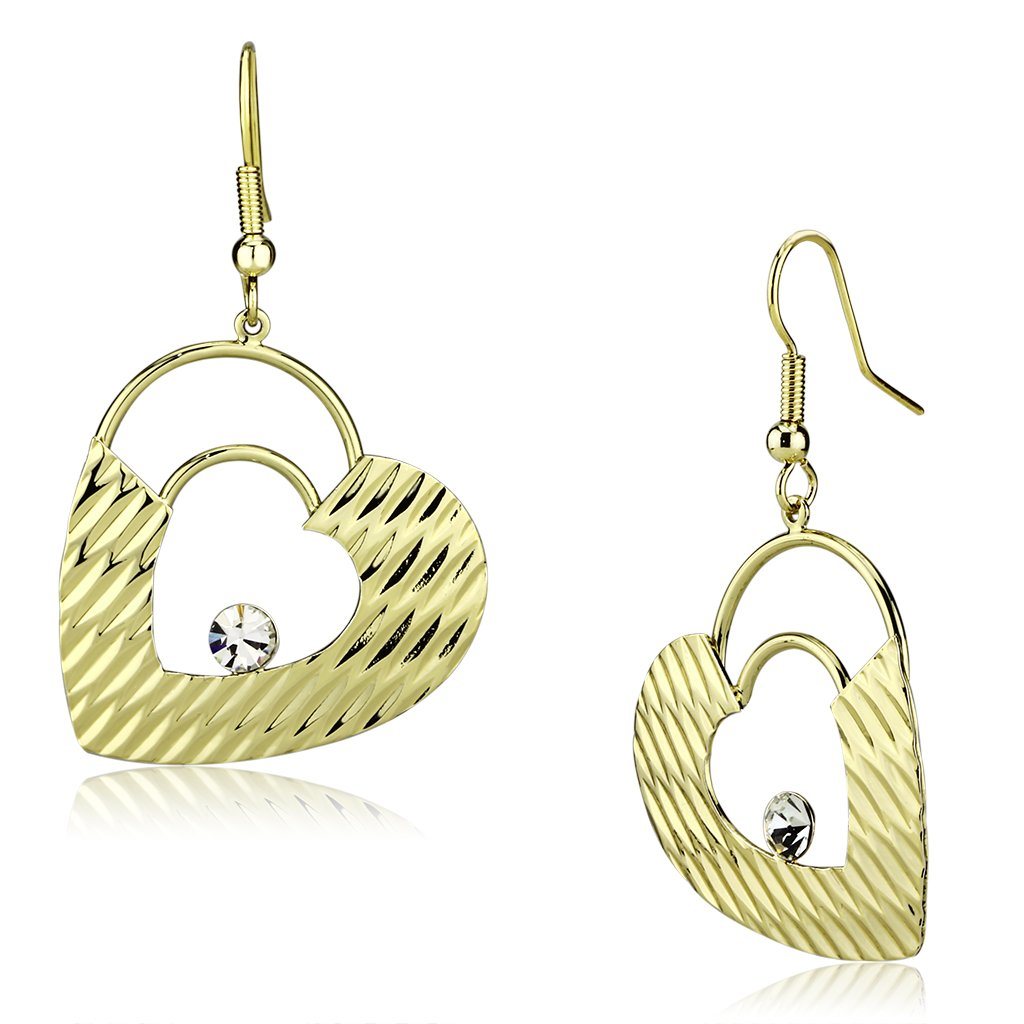 LO2679 - Gold Iron Earrings with Top Grade Crystal in Clear