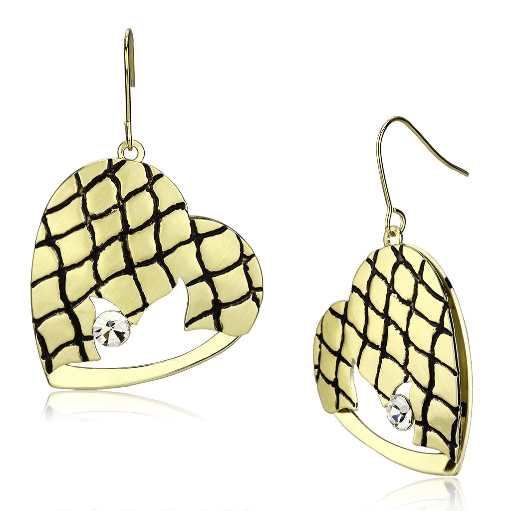 LO2688 - Matte Gold & Gold Iron Earrings with Top Grade Crystal in Clear