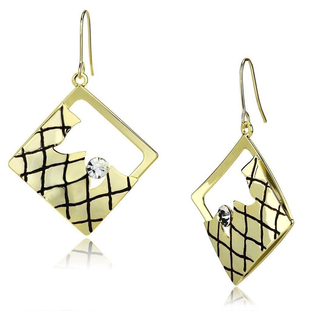 LO2689 - Gold Iron Earrings with Top Grade Crystal in Clear