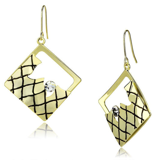 LO2689 - Gold Iron Earrings with Top Grade Crystal in Clear