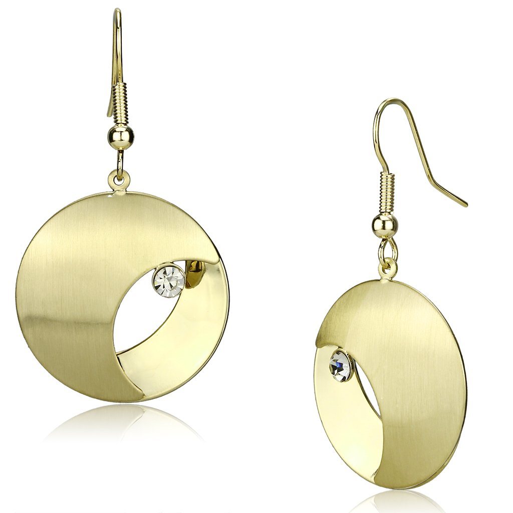 LO2738 - Matte Gold & Gold Iron Earrings with Top Grade Crystal in Clear