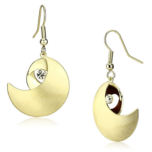 LO2739 - Matte Gold & Gold Iron Earrings with Top Grade Crystal in Clear