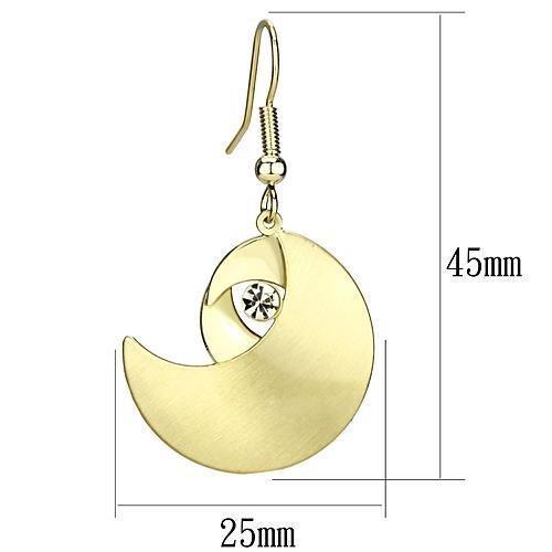 LO2739 - Matte Gold & Gold Iron Earrings with Top Grade Crystal in Clear