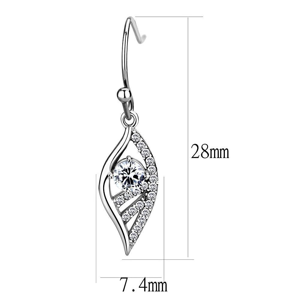 DA178 - High polished (no plating) Stainless Steel Earrings with AAA Grade CZ in Clear