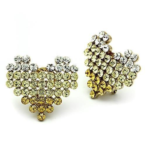 GL333 - IP Gold(Ion Plating) Brass Earrings with Top Grade Crystal in Multi Color