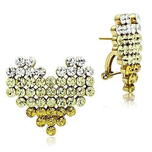 GL333 - IP Gold(Ion Plating) Brass Earrings with Top Grade Crystal in Multi Color