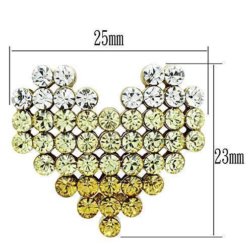 GL333 - IP Gold(Ion Plating) Brass Earrings with Top Grade Crystal in Multi Color