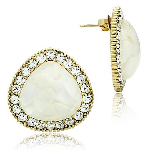 GL346 - IP Gold(Ion Plating) Brass Earrings with Synthetic Synthetic Stone in Clear