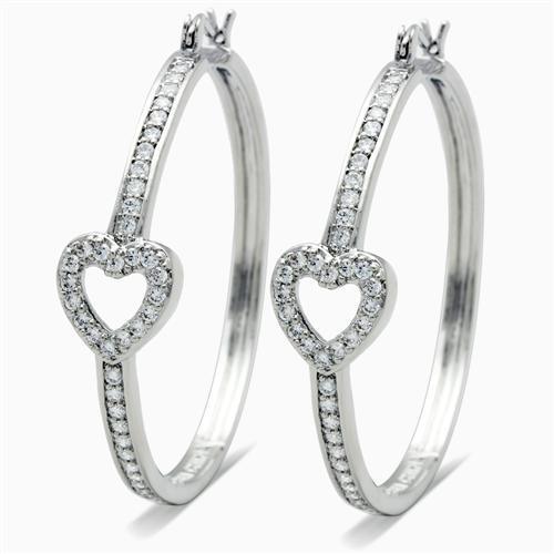 LO1941 - Rhodium Brass Earrings with AAA Grade CZ in Clear