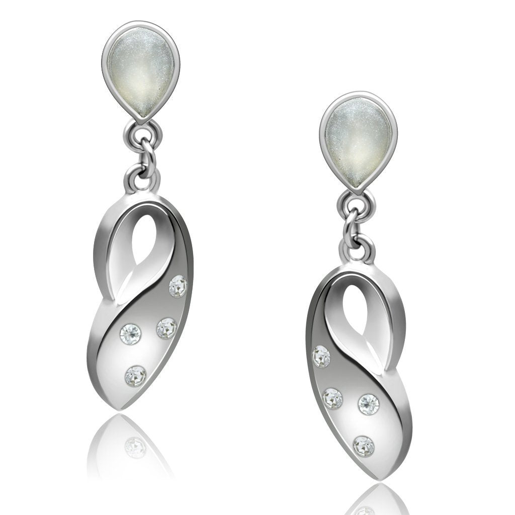 LO1978 - Rhodium White Metal Earrings with Top Grade Crystal in Clear