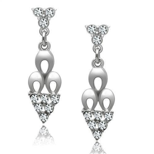 LO1969 - Rhodium White Metal Earrings with Top Grade Crystal in Clear