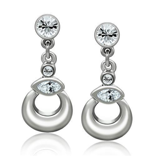 LO1989 - Rhodium White Metal Earrings with Top Grade Crystal in Clear