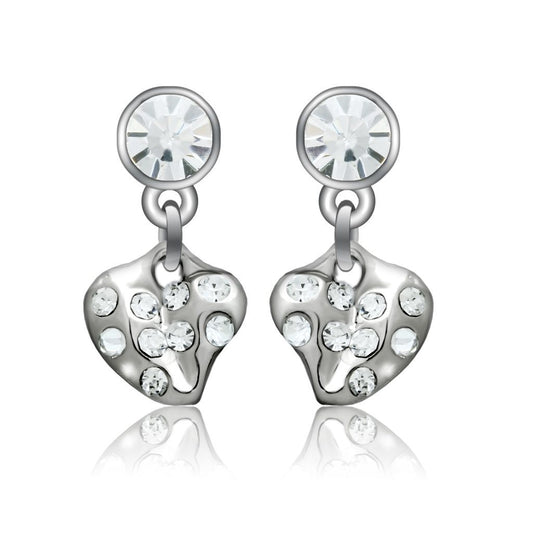 LO1982 - Rhodium White Metal Earrings with Top Grade Crystal in Clear