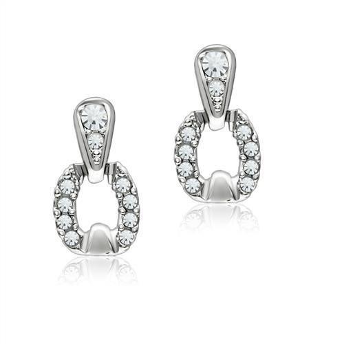 LO1999 - Rhodium White Metal Earrings with Top Grade Crystal in Clear