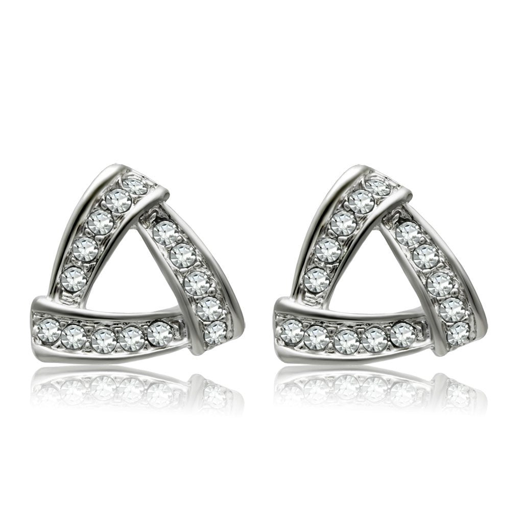 LO1975 - Rhodium White Metal Earrings with Top Grade Crystal in Clear