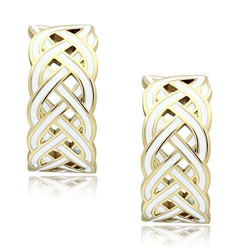 GL272 - IP Gold(Ion Plating) Brass Earrings with Epoxy in White