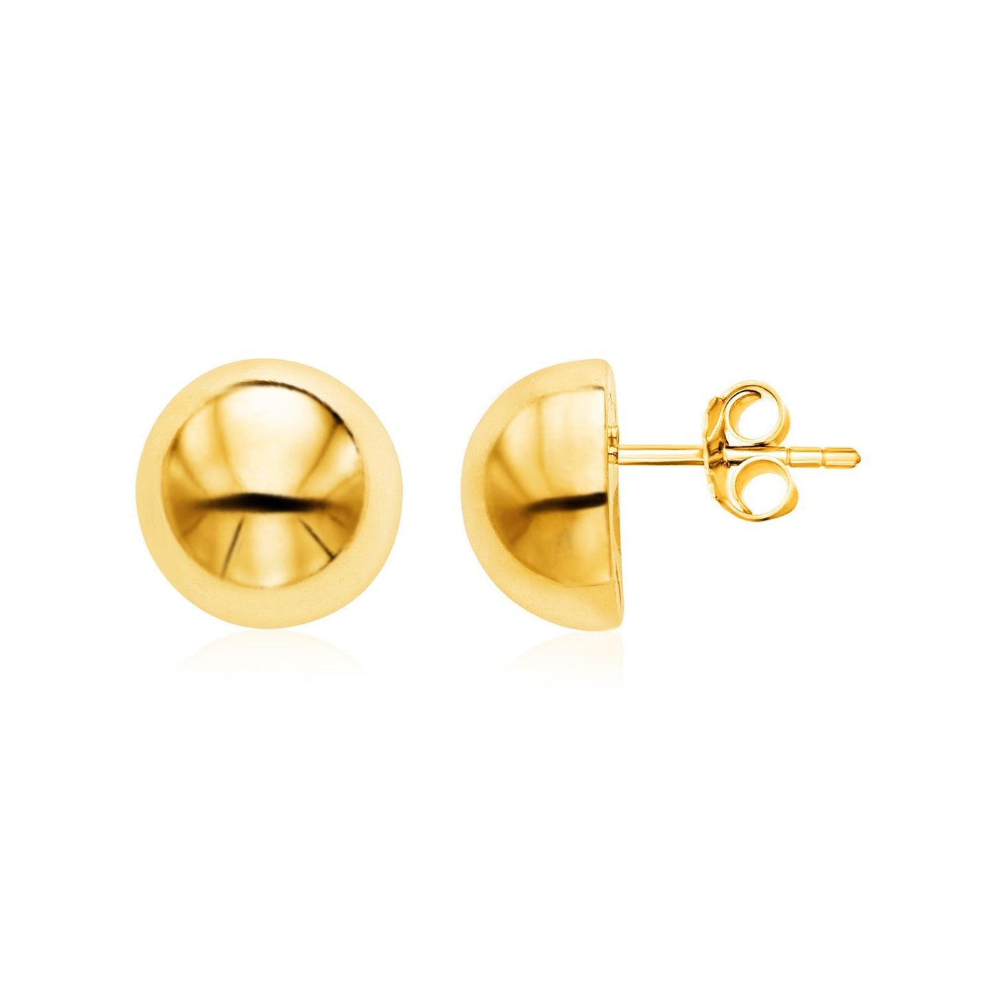 14k Yellow Gold Polished Half Ball Post Earrings