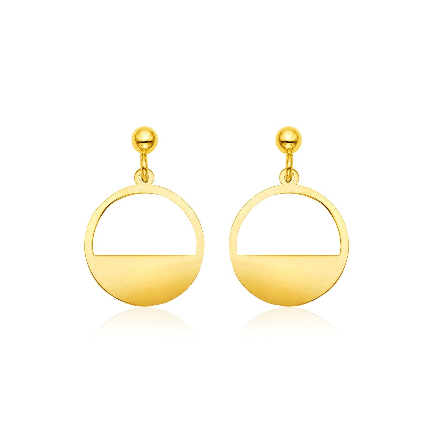 14k Yellow Gold Half Open Circle Earrings