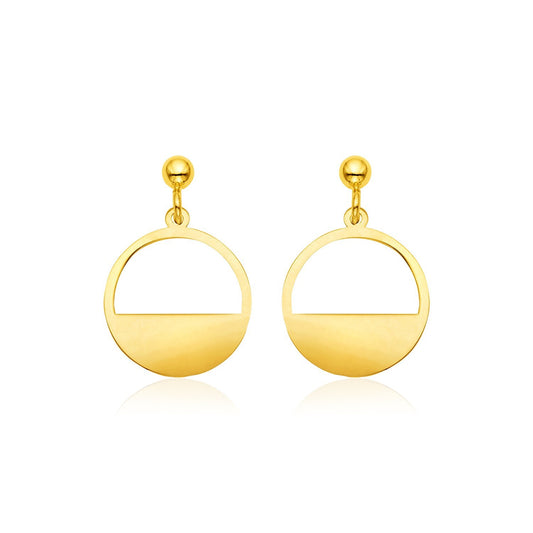 14k Yellow Gold Half Open Circle Earrings