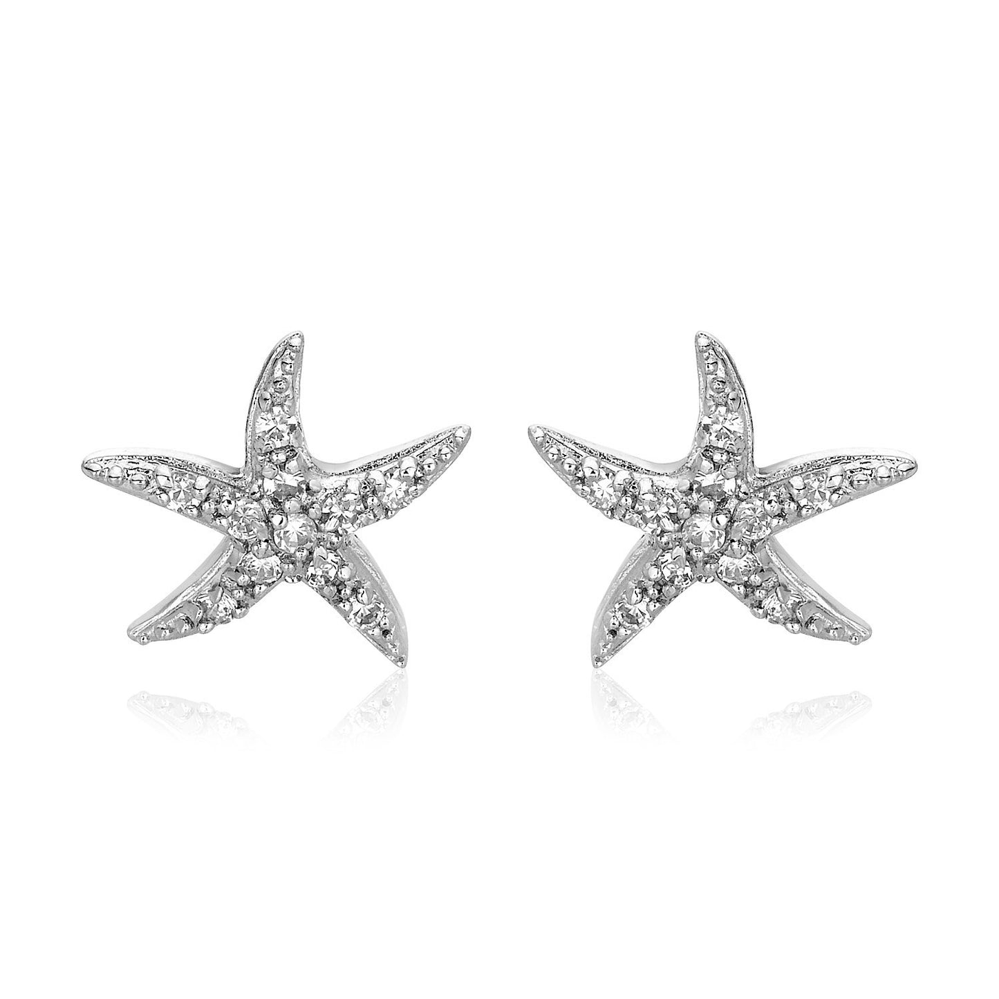 Sterling Silver Starfish Earrings with Cubic Zirconias