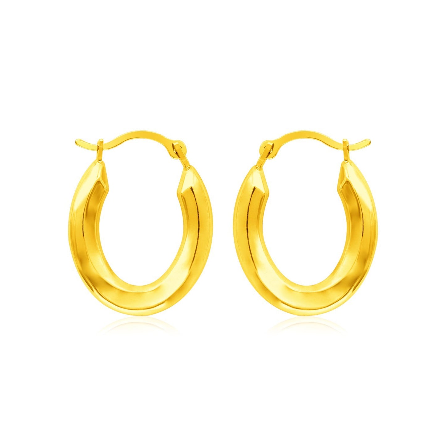 14k Yellow Gold Polished Oval Hoop Earrings