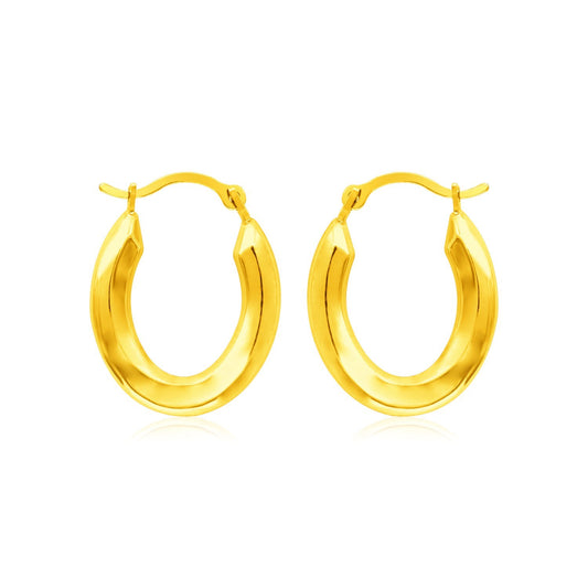 14k Yellow Gold Polished Oval Hoop Earrings