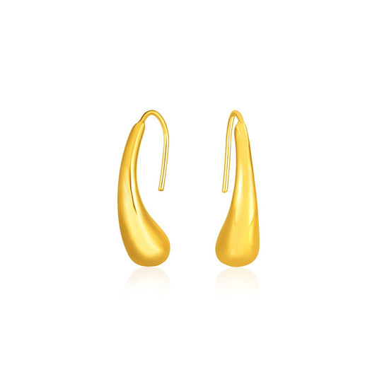 14k Yellow Gold Puffed Teardrop Earrings