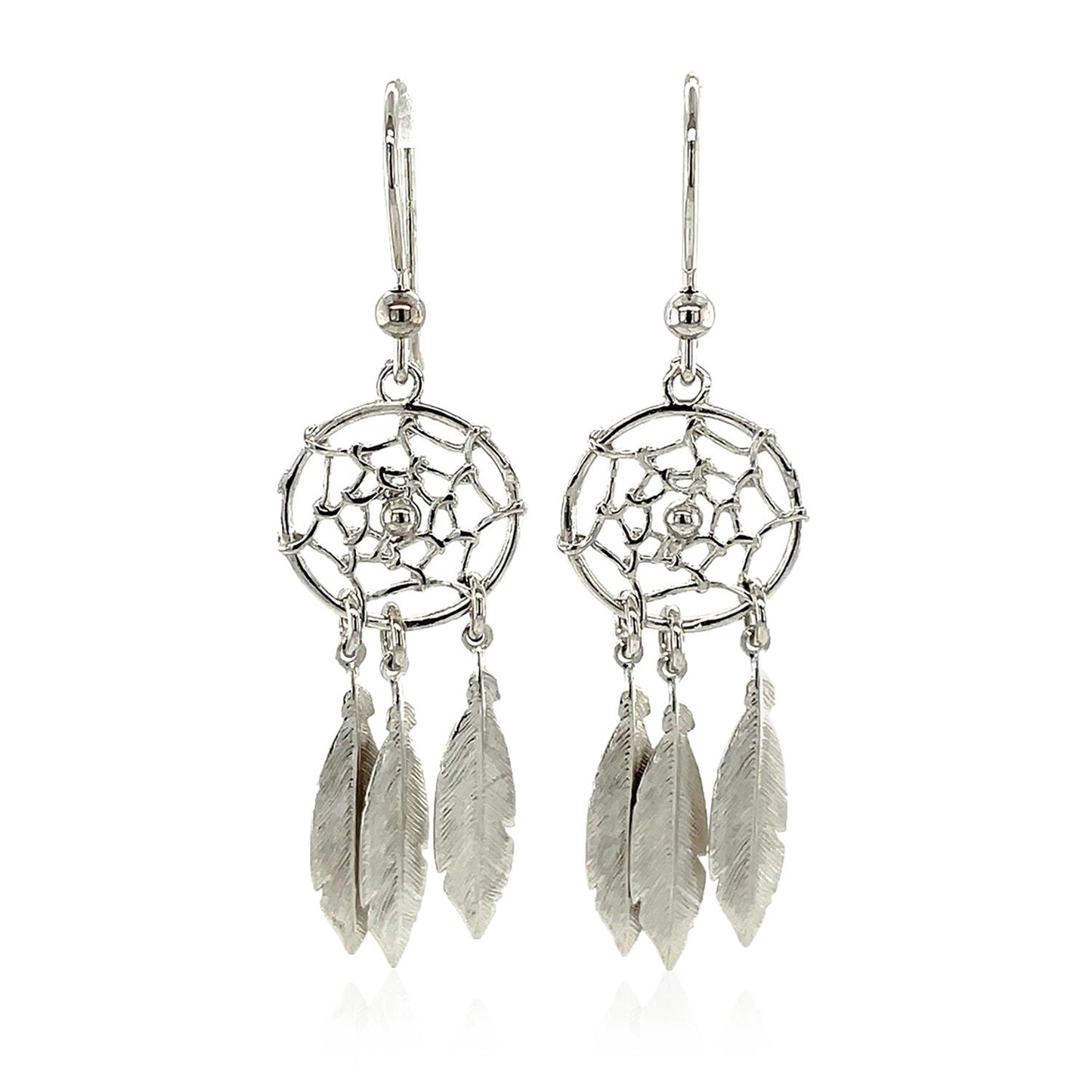 Sterling Silver Dream Catcher Dangle Earrings