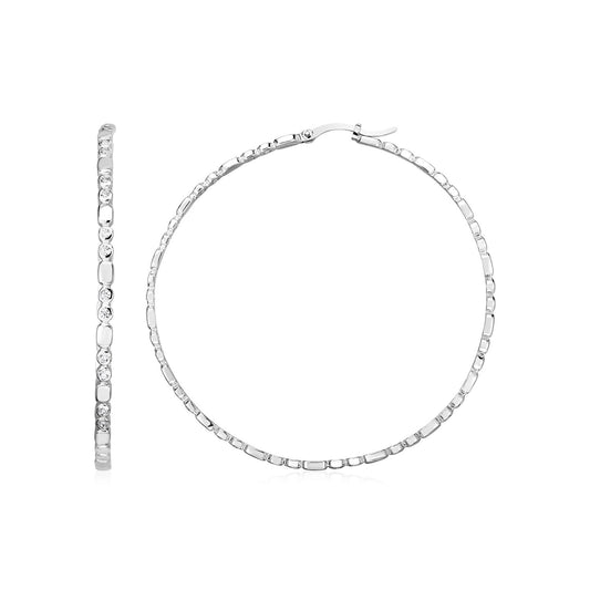 Sterling Silver Hoop Earrings with Cubic Zirconias