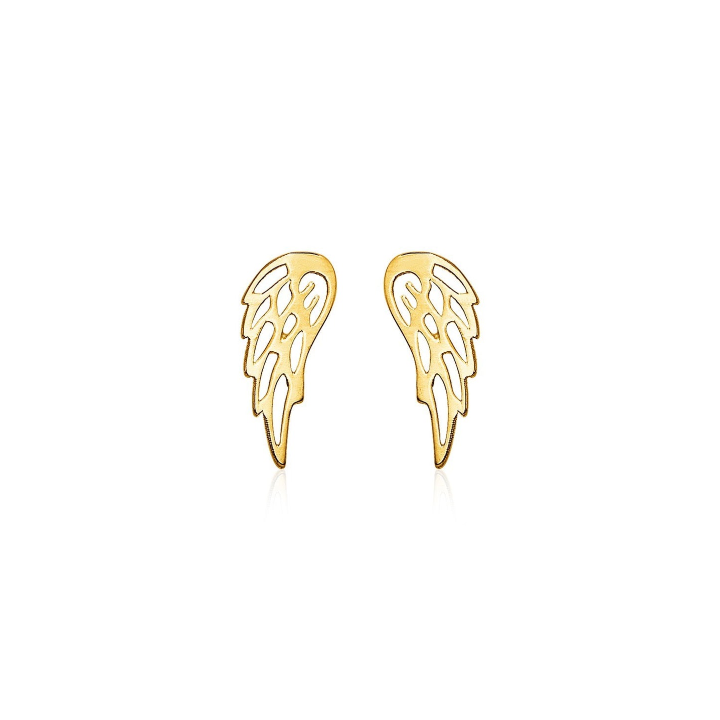 14k Yellow Gold Polished Wing Post Earrings