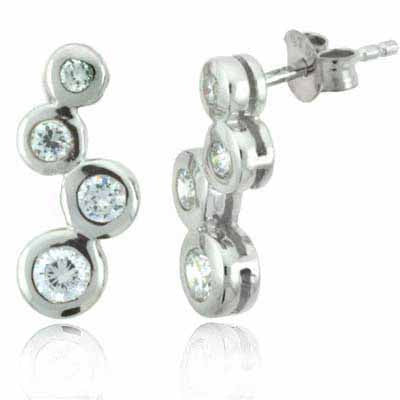 Sterling Silver Designer Inspired CZ Bubble Earrings