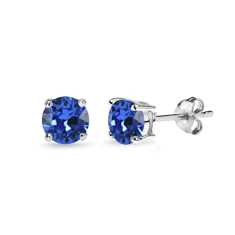 5mm Blue Stud Earrings created with Swarovski Crystals in Sterling Silver