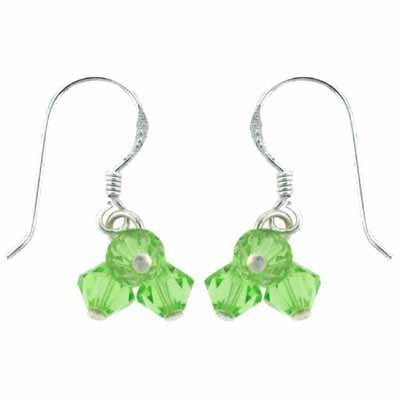 Sterling Silver Green Swarovski Elements Cluster Earrings