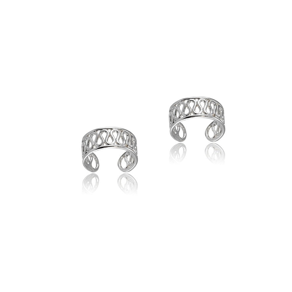 Sterling Silver Polished Filigree Swirl Clip On Ear Cuff