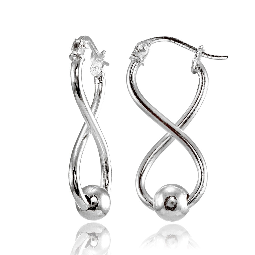 Sterling Silver Infinity Figure 8 Bead Drop Earrings