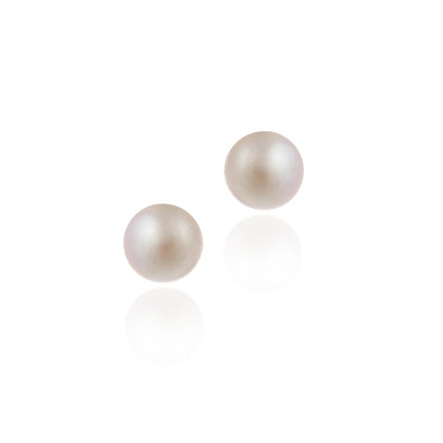 Sterling Silver Freshwater Cultured Pink Button Pearl 5.5-6mm Stud Earrings