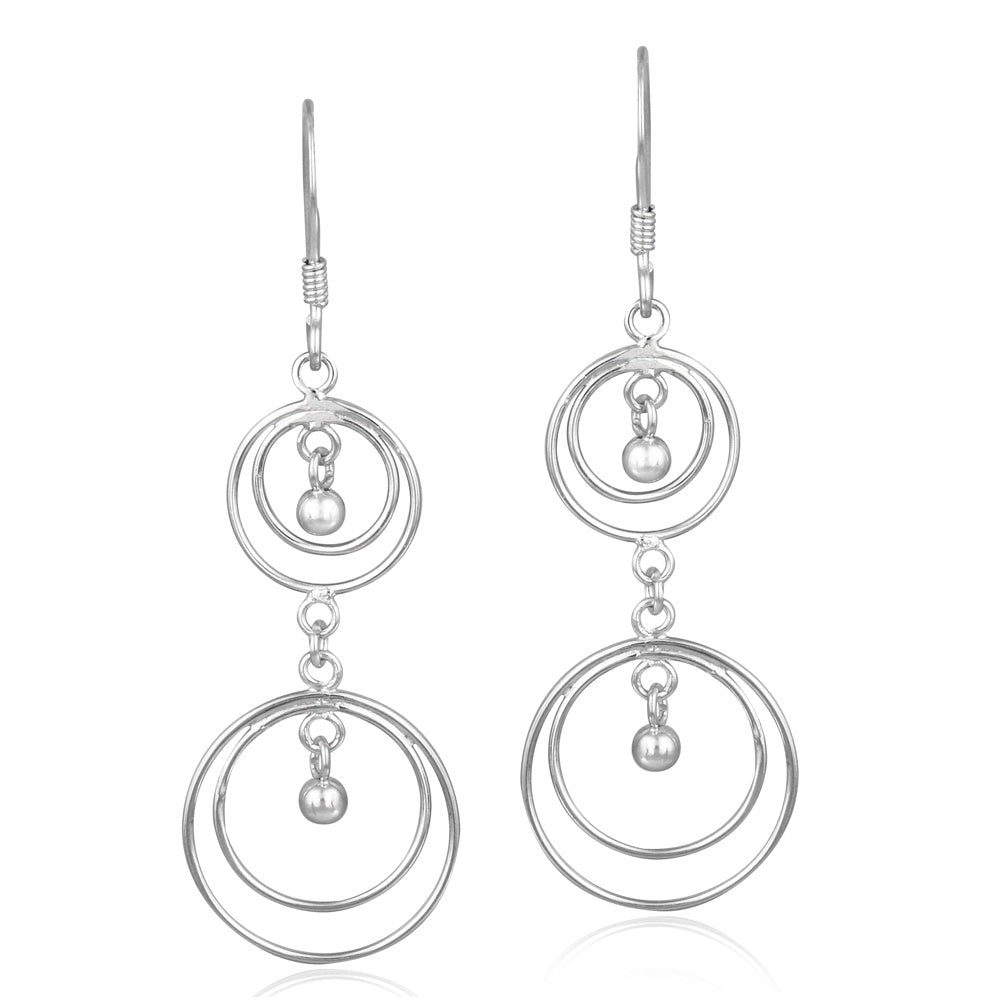 Sterling Silver Hoop Within A Hoop Bead Earrings