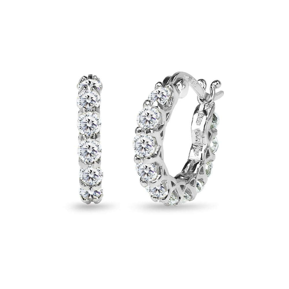 Sterling Silver 16mm Hoop Earrings Made with Swarovski Zirconia