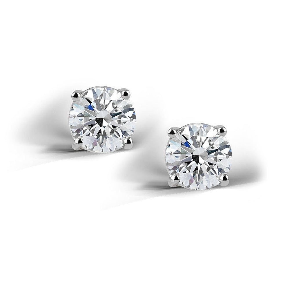 Sterling Silver 2 Ct Cubic Zirconia Stud Earrings