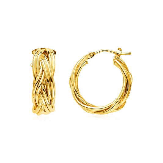 14k Yellow Gold Braided Hoop Earrings